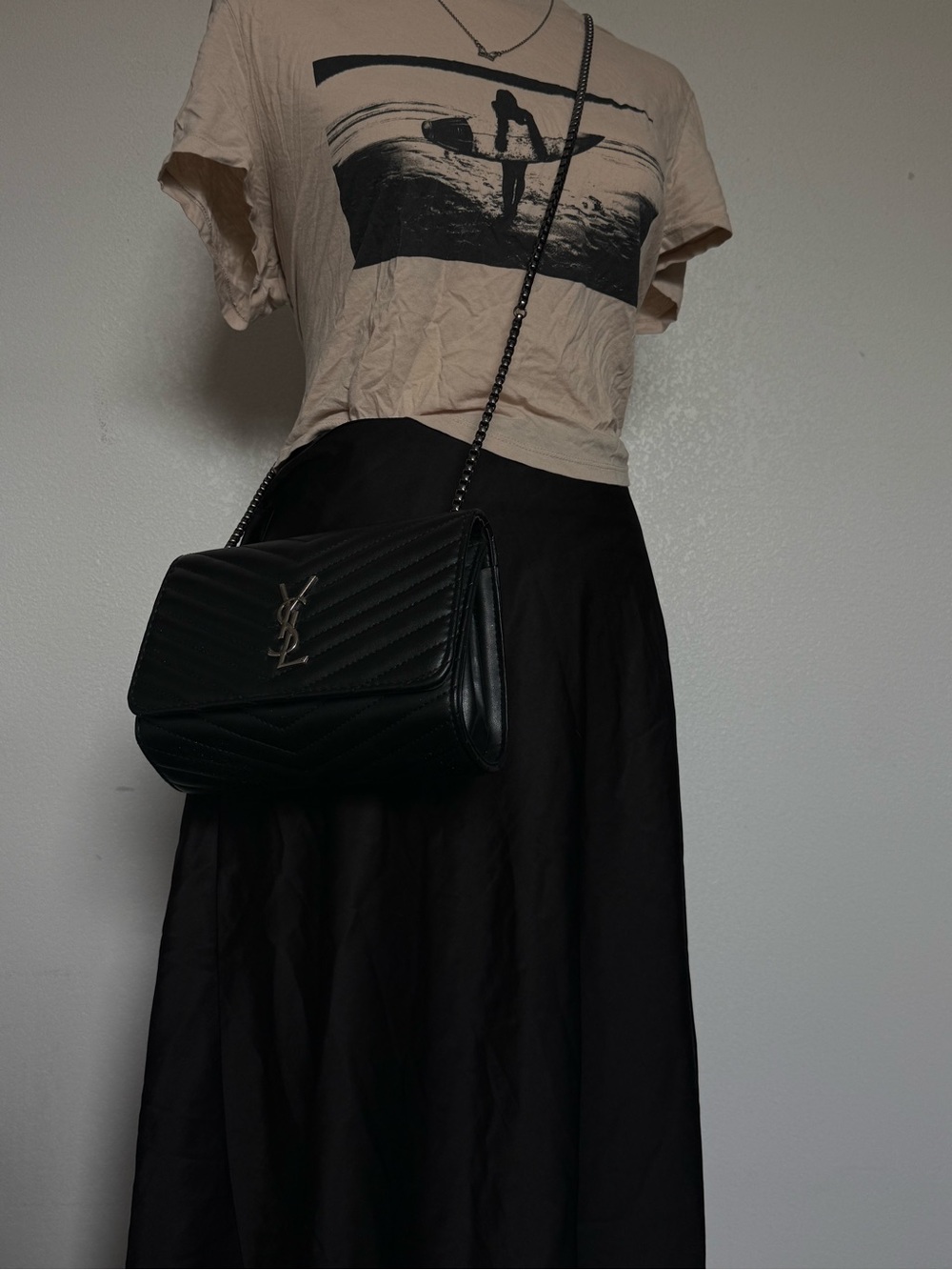 SHEIN Black Midi A-Line Slip skirt